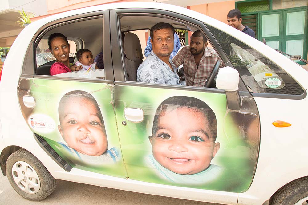 Jaya family picked up in Smile Train car