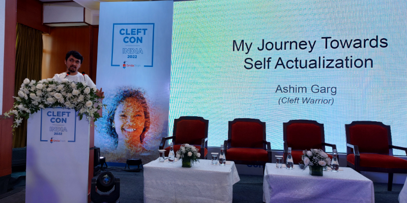 Ashim presenting My Journey Towards Self Actualization at Cleft Con India 2022
