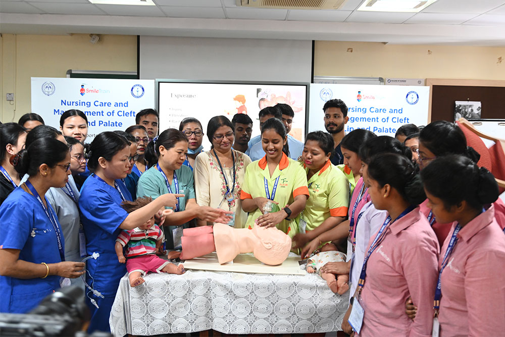 Indian nurses partaking in hands-on cleft care training