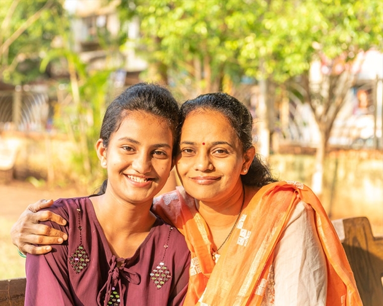 Bhargavi smiling with her mother after her cleft surgery