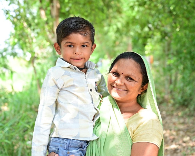 Jairaj smiling with his mother after cleft surgery