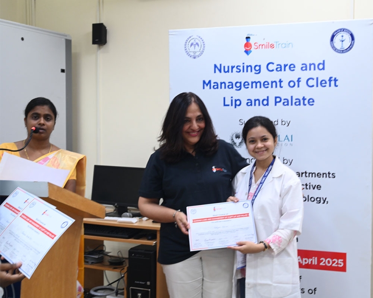 Student nurses receiving certificates